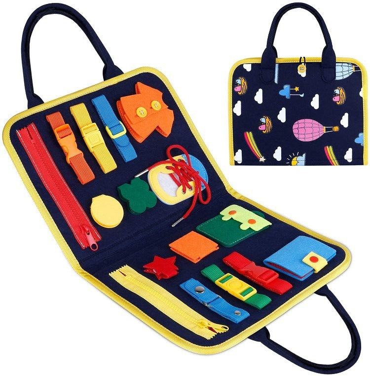 Busy Board: Dressing & Buttoning Learning Toy - Giggles & Coos