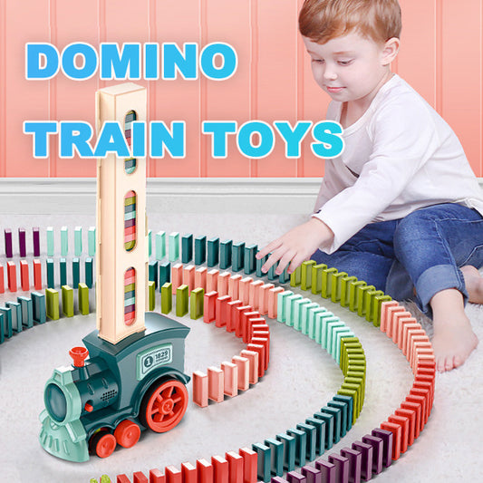 Domino Train Puzzle: Automatic Electric Building Block Toy - Giggles & Coos