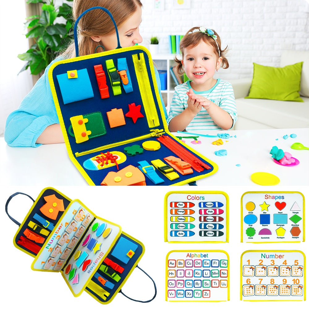 Busy Board: Dressing & Buttoning Learning Toy - Giggles & Coos