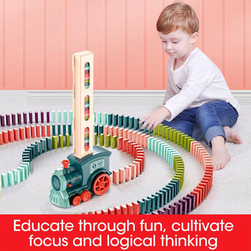 Domino Train Puzzle: Automatic Electric Building Block Toy - Giggles & Coos